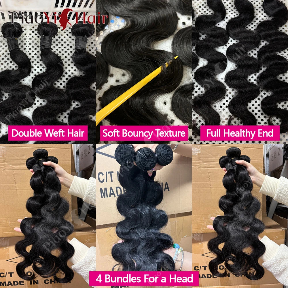 24 26 28 Inch Body Wave Bundles Human Hair 12A Brazilian Hair Weave Human Hair Extensions 100% Human Hair For Women Top Quality