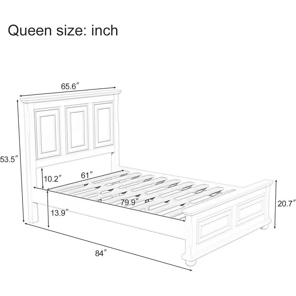 Solid Wood Queen Platform Bed with Wooden Slats, No Box Spring Needed, Rich Brown Finish