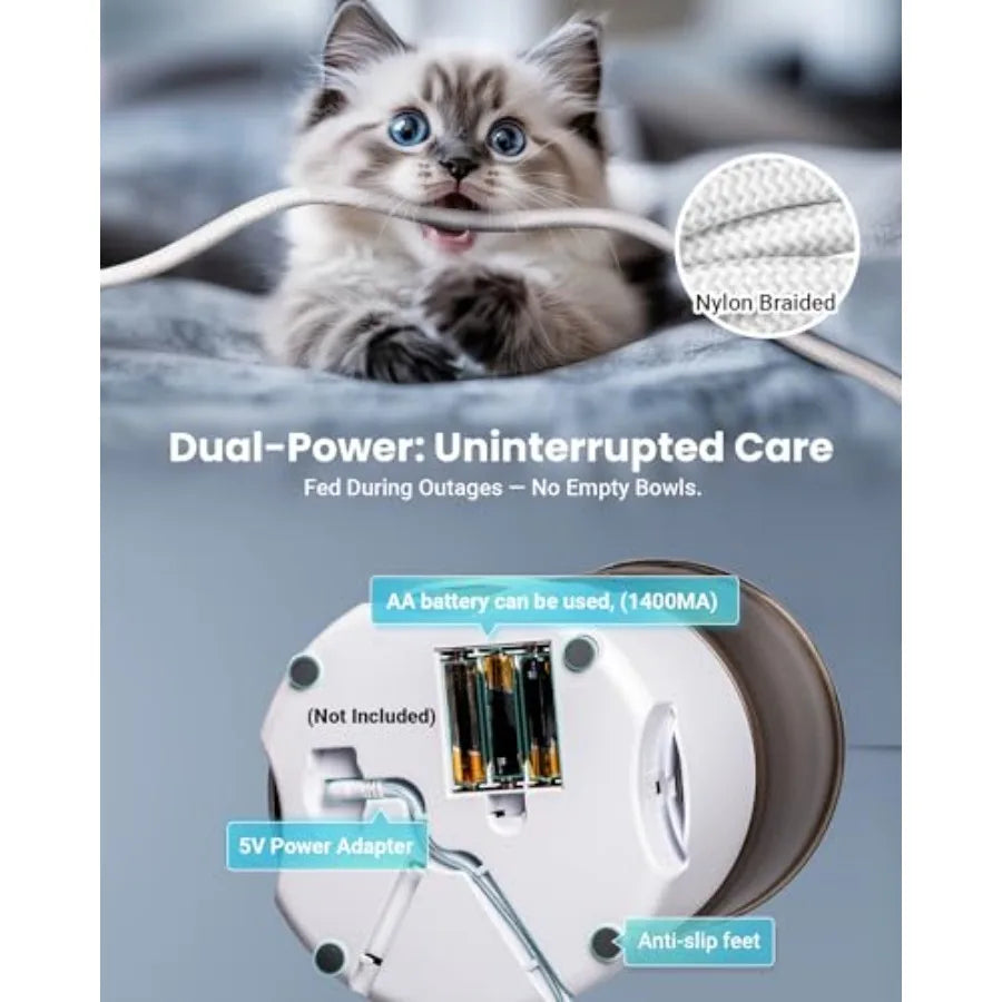 Automatic Cat Feeder for 3 Cats 6L/25 Cups Smart WiFi Pet Feeder with Strong Anti-Jam System and Dual-Effect Desiccant 10S Voic