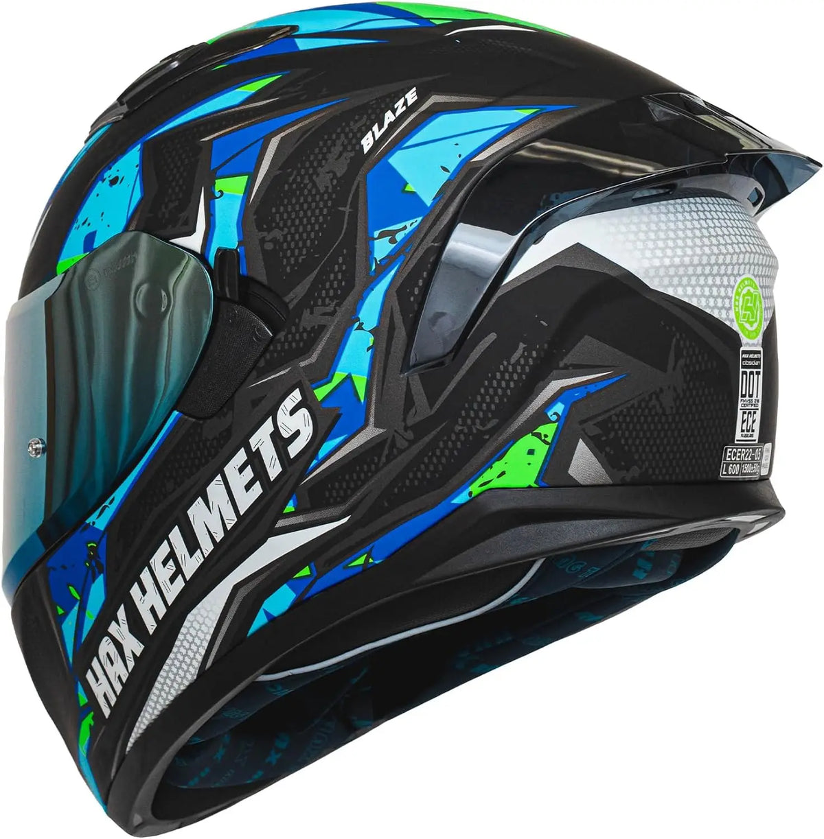 Obsidian Full Face Dual Visor Adult Motorcycle Helmet for Motorbike Street Bike with Pinlock Ready DOT Approved (Blaze Blue S)