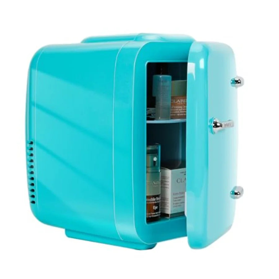 Mini Fridge 4 Liter 6 Cans Small Refrigerator for Bedroom 110V AC 12V DC Thermoelectric Cooler and Warmer for Drink Office Dorm
