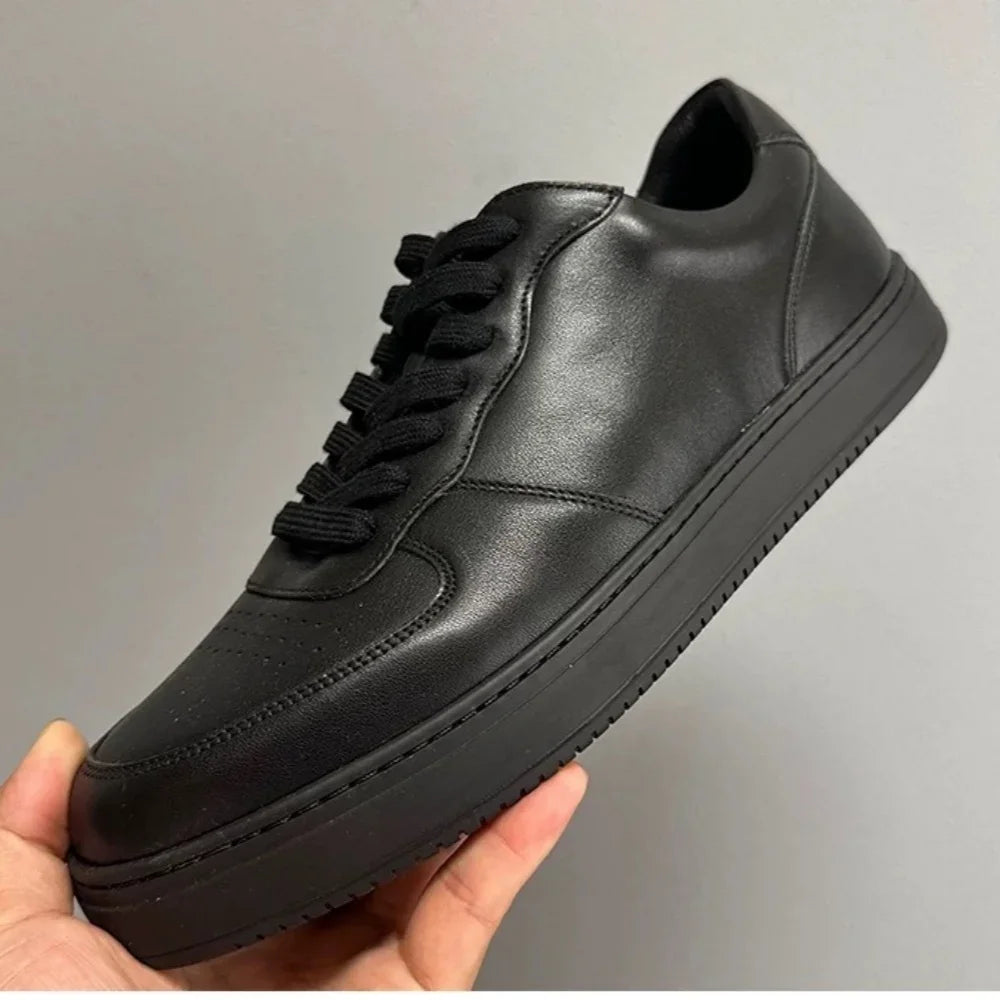 Men's Trendy Sneakers: Comfortable White Genuine Cowhide High-Top & Low-Top Casual Shoes