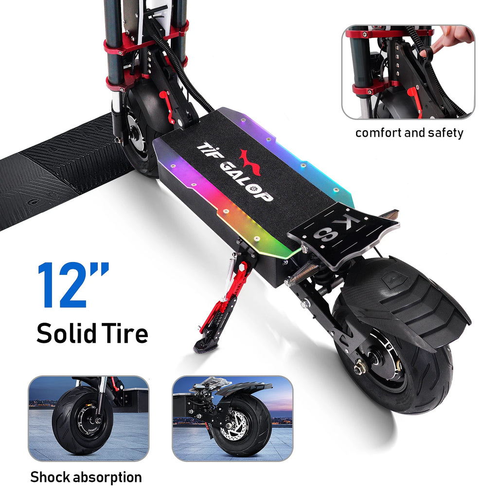 TIFGALOP K8 12 Fat Tireh tire,E-mountain scooter Adult Foldable Electric Scooter 3000W*2 Motor 60V38AH Battery City Escooter