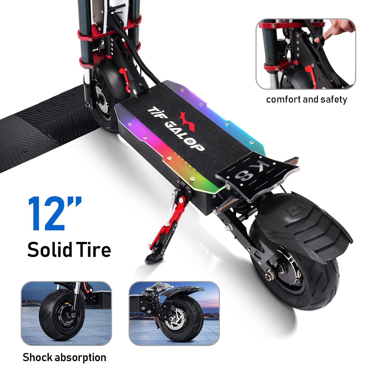 TIFGALOP K8 12 Fat Tireh tire,E-mountain scooter Adult Foldable Electric Scooter 3000W*2 Motor 60V38AH Battery City Escooter
