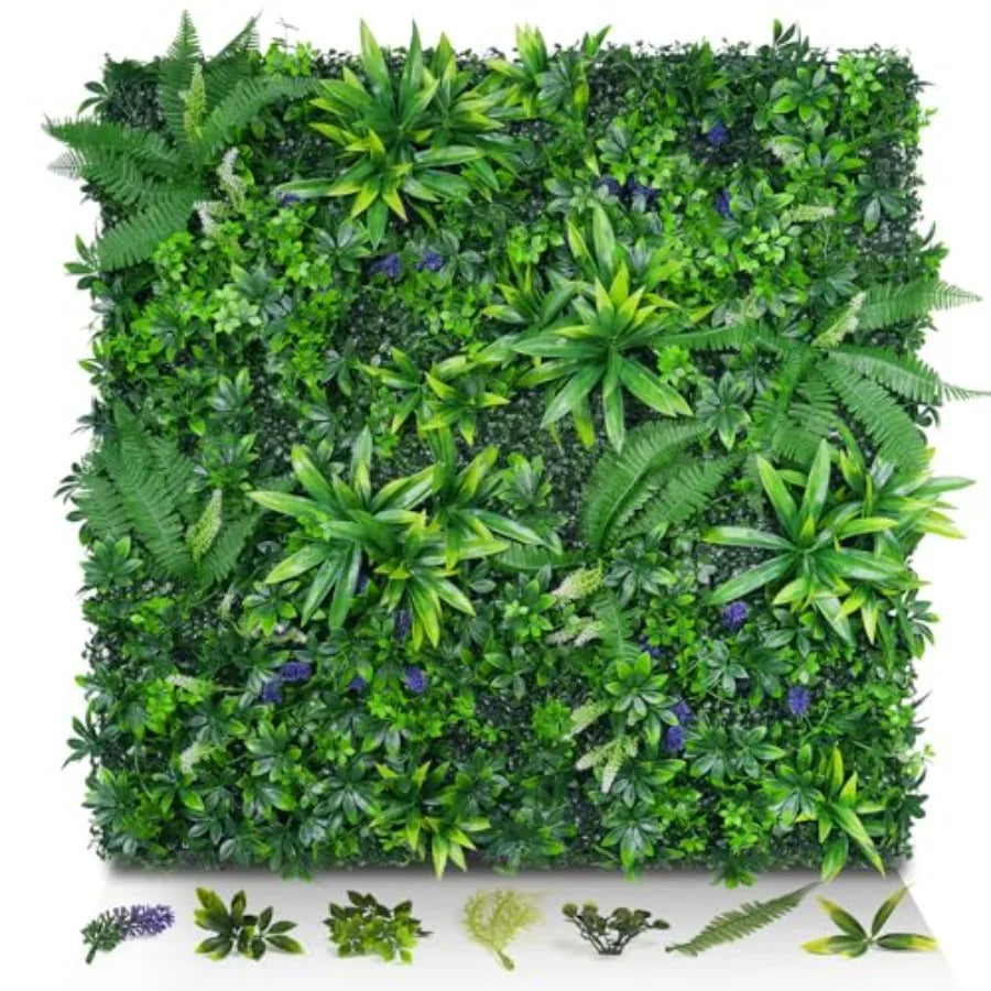 Artificial Grass Wall Panels 20x20 12pcs Hedge Grass Backdrop UV-Anti Fake Greenery Plant Boxwood Panels Green Wall Decor for O