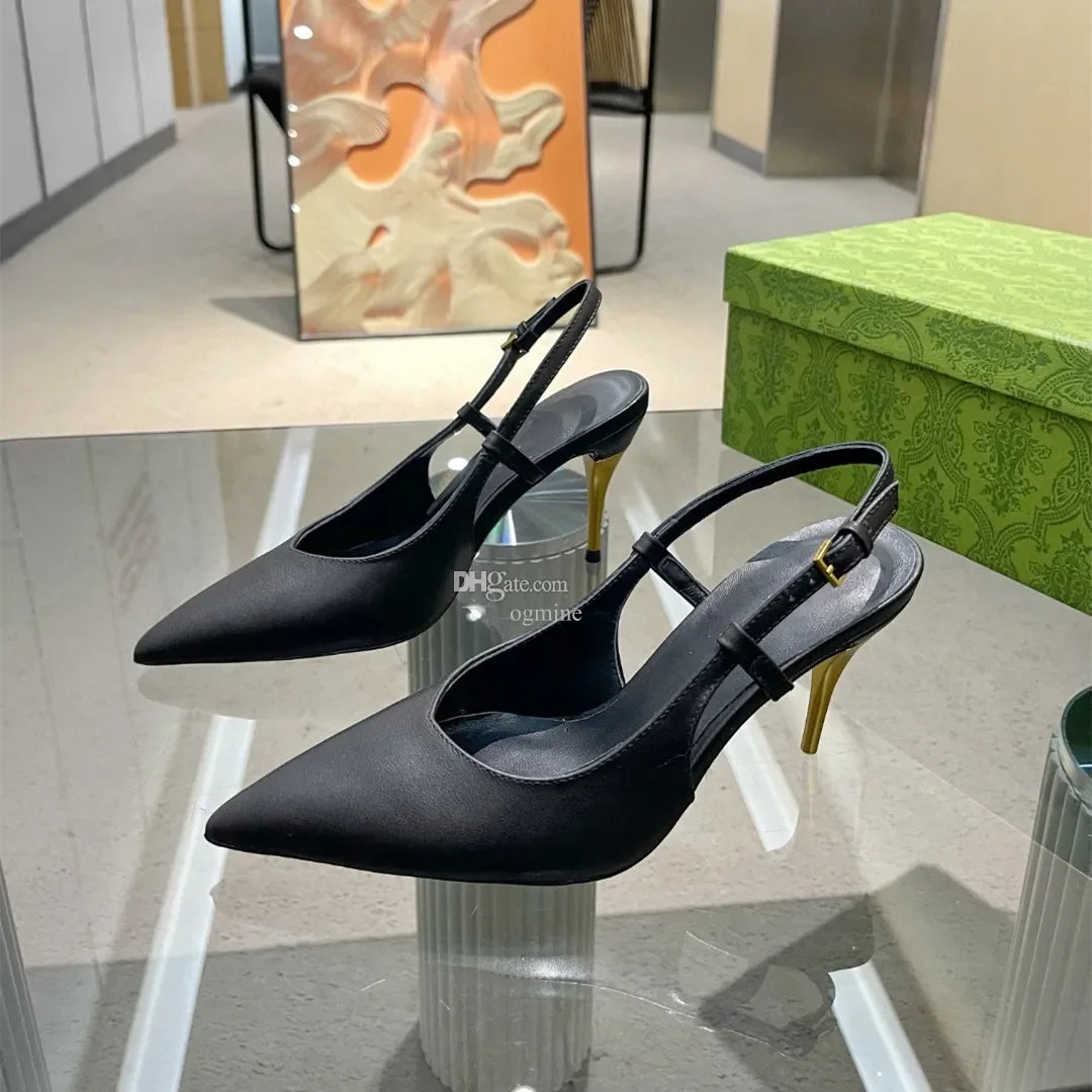 slingback pump classic 90s shoes designer velvet canvas Leather Sandals Square toe Square Heels Aria Strap Women High Heels Wome