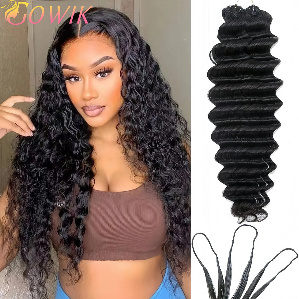 Deep Wave Crochet Human Hair Extensions Knotless Pre-Separated Curly Crochet Braids Weight Reusable Brazilian Hair Extension