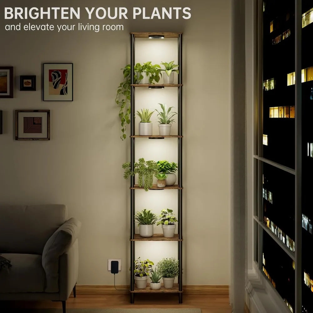 6-Tier Indoor Plant Stand with Full Spectrum Grow Light, 81.3" Tall Metal Shelf for Home Decor