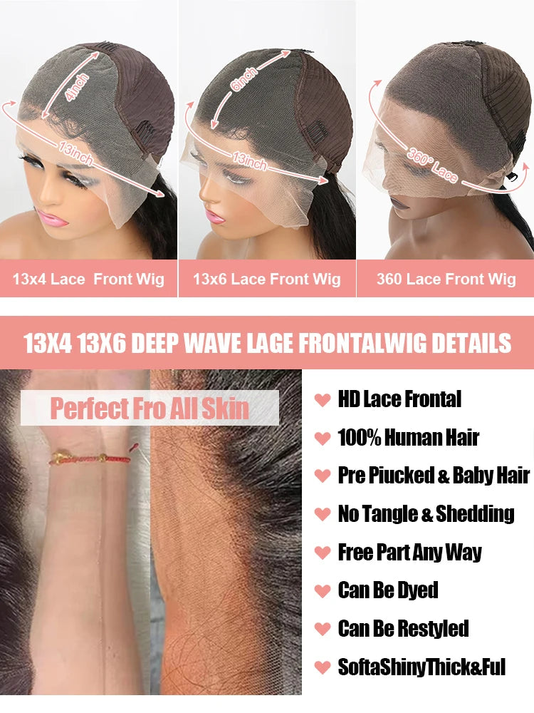 Hd Lace Wigs 13x6 Human Hair Wigs Pre Plucked Curly Wigs 40 Inch Water Wave Lace Front Wig Deep Wave Lace Front Wigs Human Hair