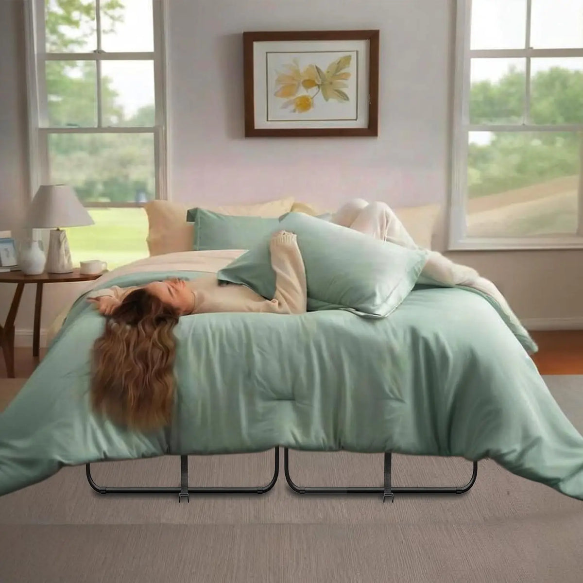 Folding Bed With Mattress Full Size 75 X 54 Inch For Adults Extra Large Foldable Rollaway Portable Fold Up Guest, Customized