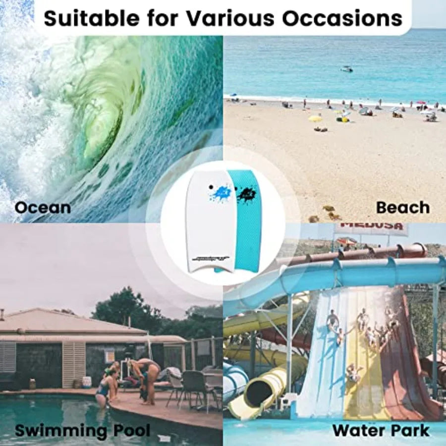 Bodyboard for Beach Include Leash 42 Inch Body Board with Durable EPO Core Reticular Structure Board Great Surfing for Teens an