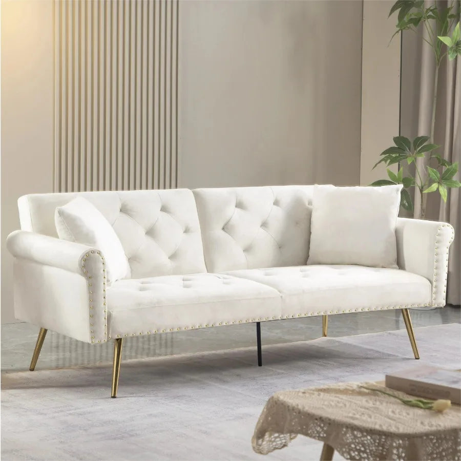 71 inches Convertible Futon Sofa Bed,Modern Reclining Futon Loveseat Couch Sleeper Sofa 2 Pillows Sleeper Sofa for Living Room