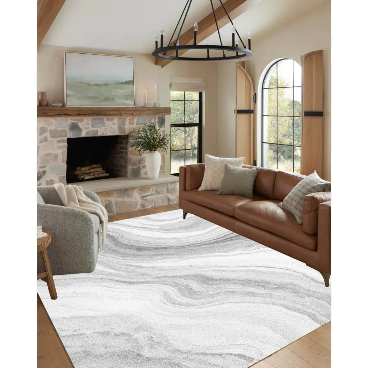 Abstract Marble Texture Area Rug Non Slip Washable Stain Resistant for Bedroom Living Room Office 6x9, Customized