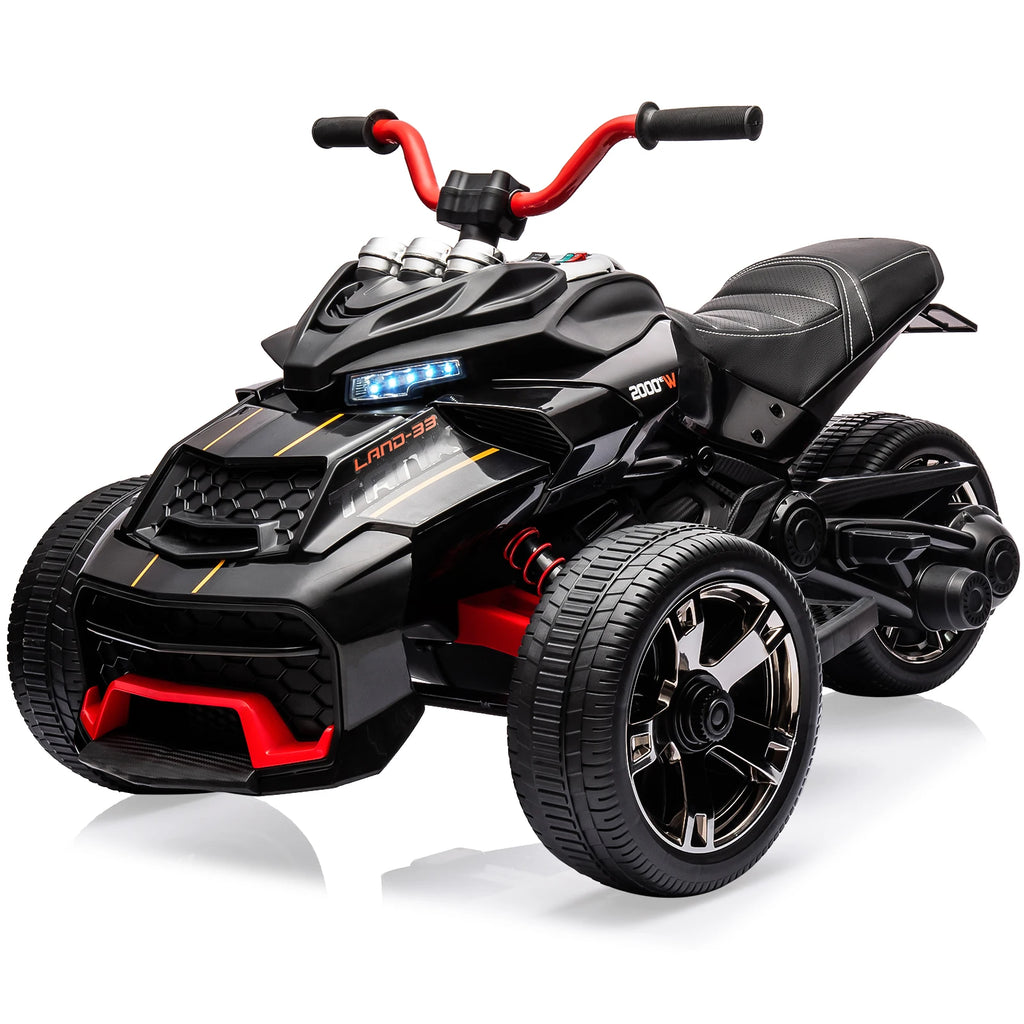 12V Kids Ride-on ATV 3-Wheel Electric Motorcycle Toy for Toddlers 3-8Y with Parent Remote Control,2x55W Motors,LED Lights,Music