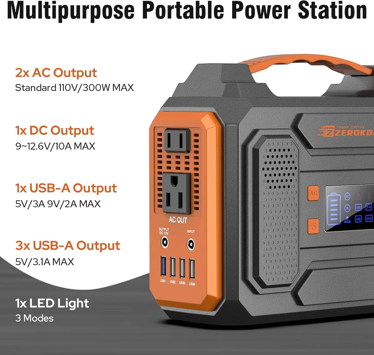 300W Portable Solar Generator with Foldable 60W Panel, 280Wh Battery Pack, Pure Sine Wave AC Outlet for Camping RV Outdoor Use