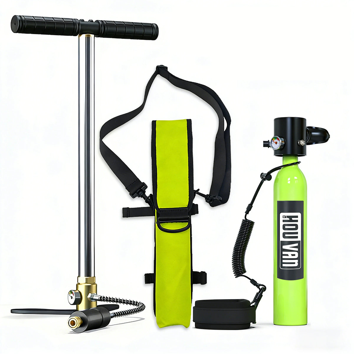 HOUVAN 0.5L Mini Scuba Tank with 5-10 Minutes,Portable Oxygen Tank for Snorkeling Diving With Hand Pump Divig Gear travel