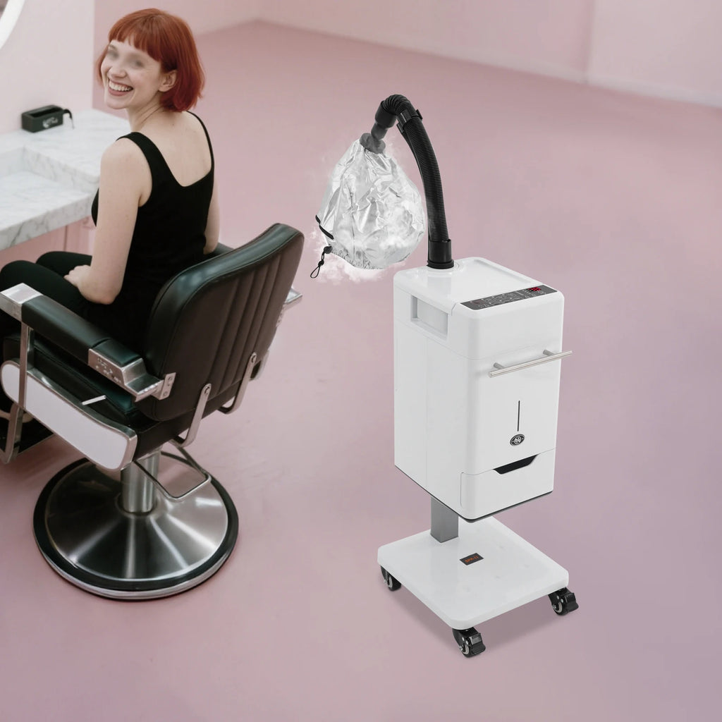Professional Nano Hair Steamer with 6 Modes, 500W Adjustable Temperature & Hose, with Drawer & Wheels 110V