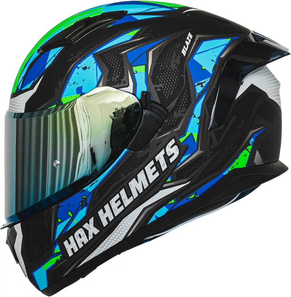 Obsidian Full Face Dual Visor Adult Motorcycle Helmet for Motorbike Street Bike with Pinlock Ready DOT Approved (Blaze Blue XL)