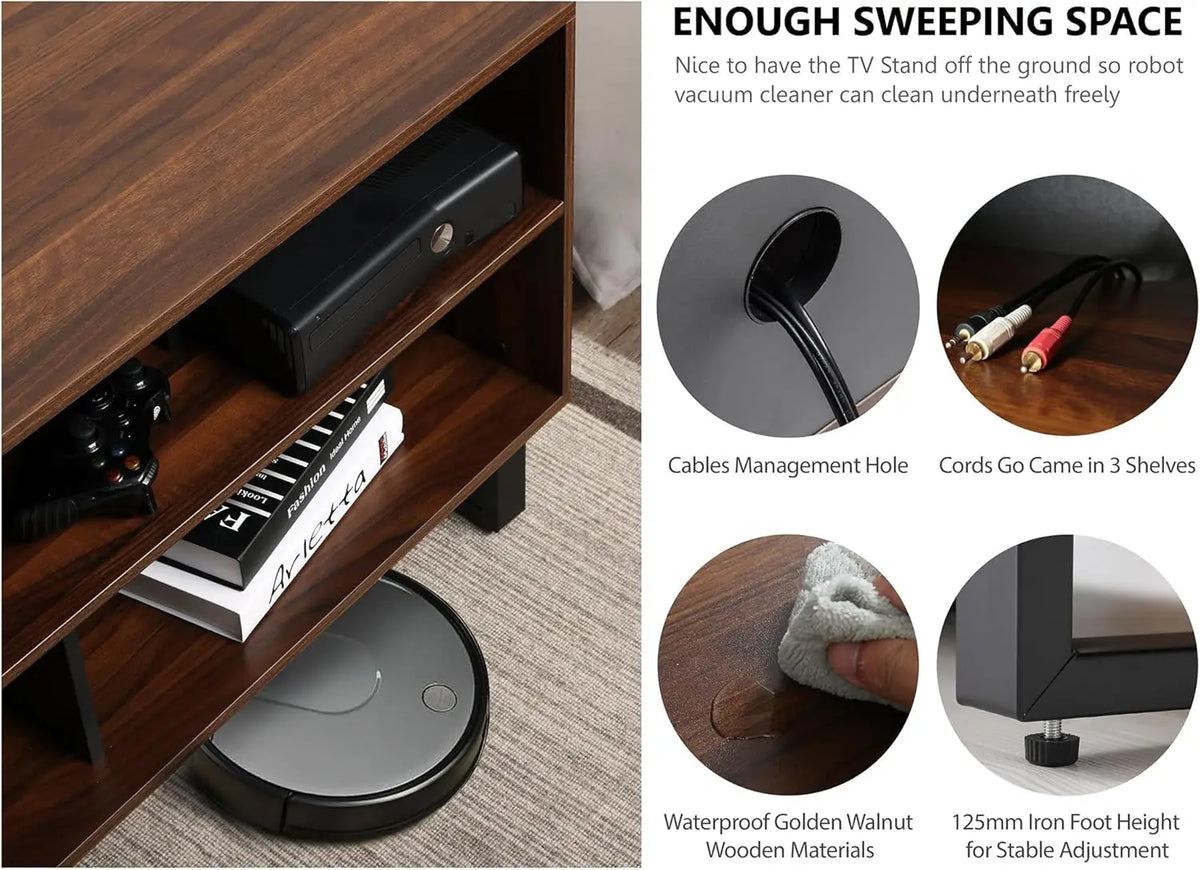 Swivel Floor Tv Stand With Mount For 32 To 70 Inch Tvs Wood Console Holds Up To 110 Pounds For Living Room Bedroom