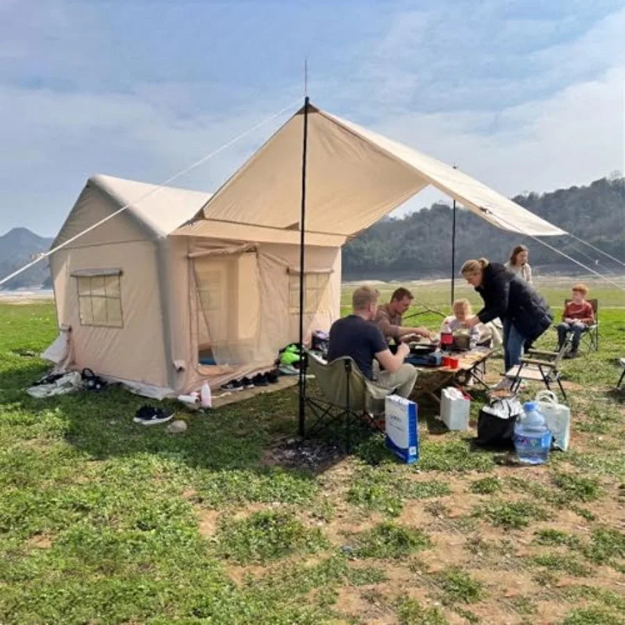 Luxury Glamping Inflatable Tent House for 6-8 Person 118x158 XL Awning 6.3 Extra Thick Air Beams Stronger Than 5 Heavy Duty Wat