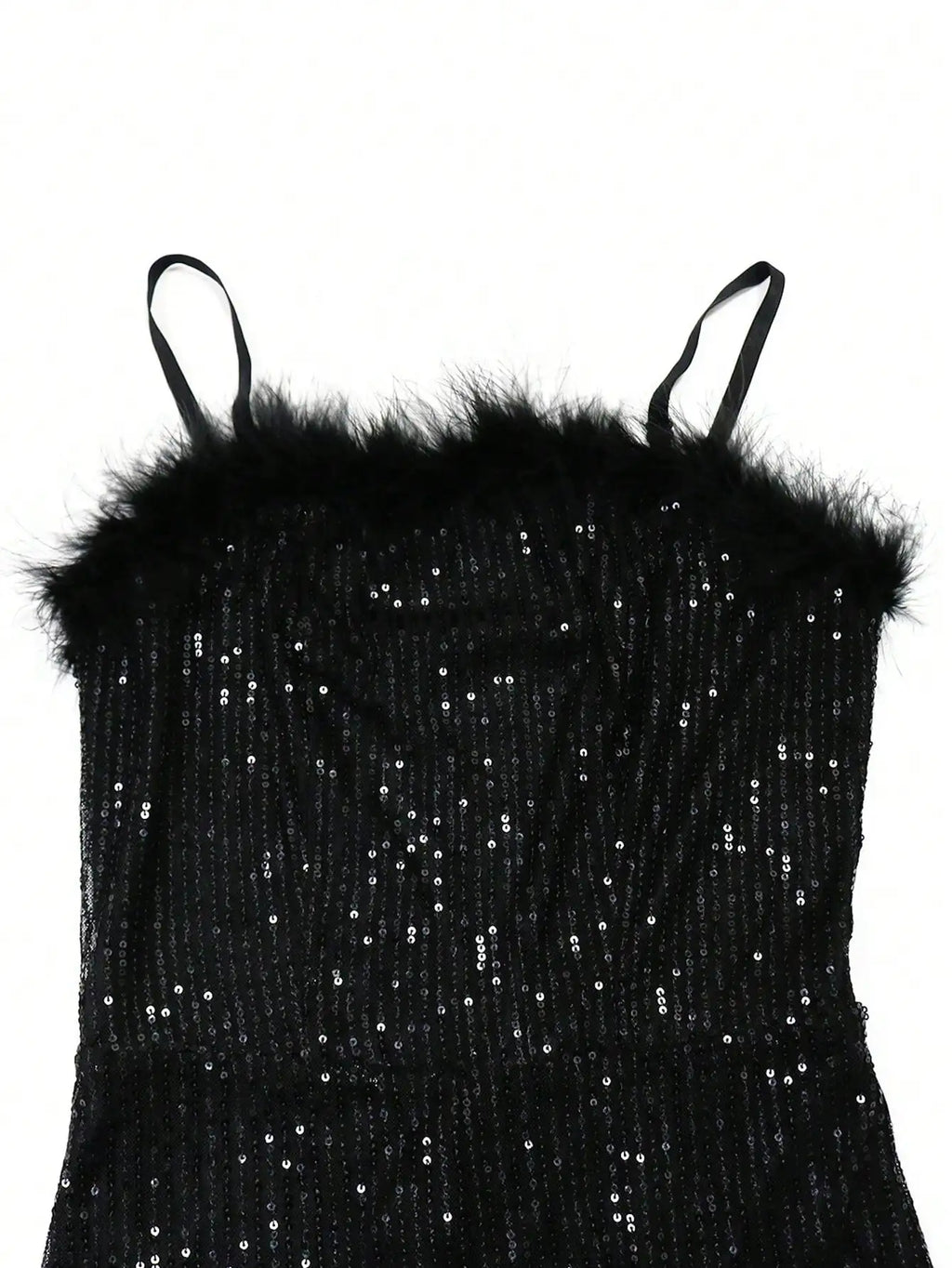Sexy Sequined Feather Trim Jumpsuit For Women