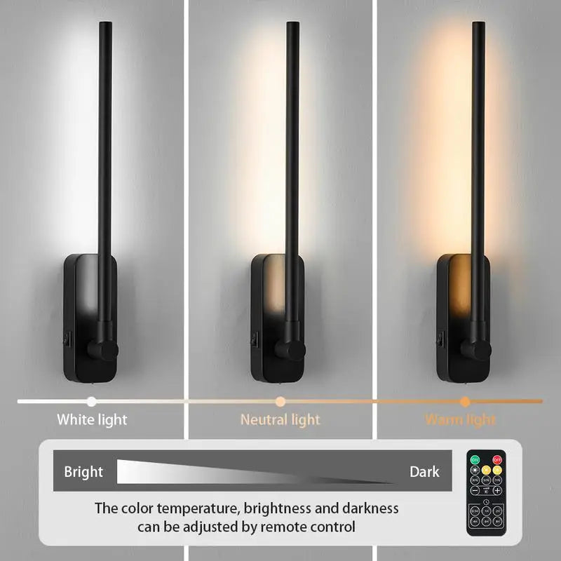 Rechargeable LED Wall Lights with Remote - Wireless Magnetic Clip-On Art Light - 3CCT Dimmable Fixture for Bedroom Decoration
