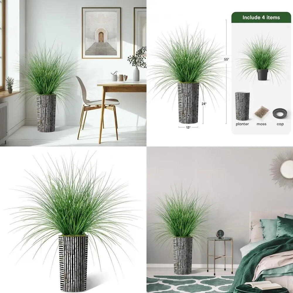 55 Tall Artificial Striped Planter Tree for Indoor and Outdoor Home Decor