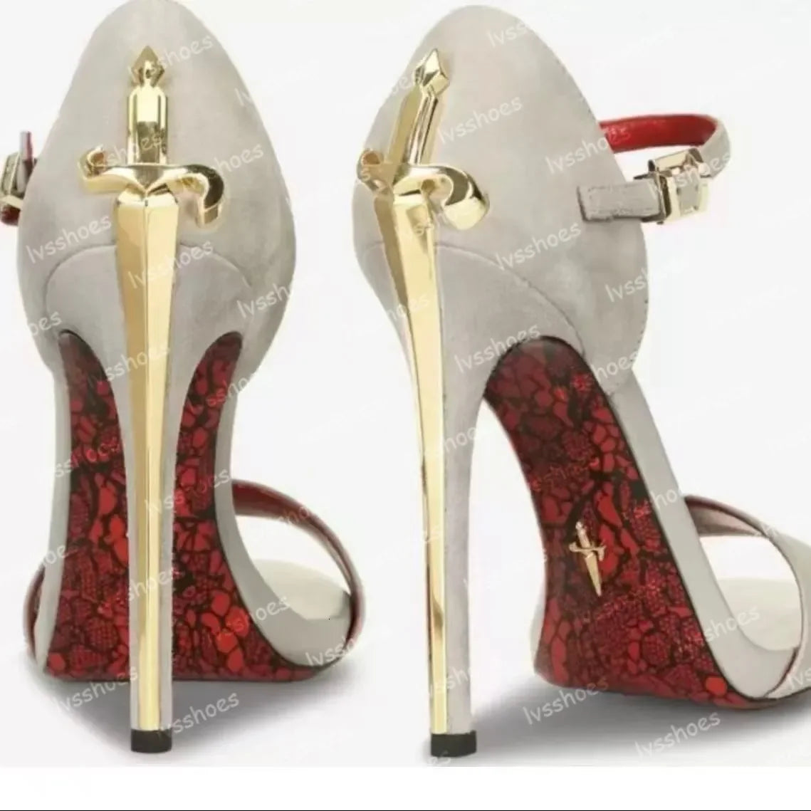 Sexy Design Cesare Paciotti Dagger Heels Silver Golden Metal Stiletto Heel Pointed Toe Women Pumps High Heels Brand Pointed Toe