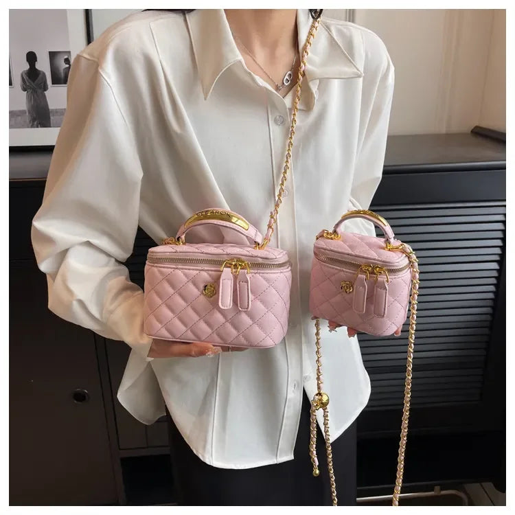 Designer Mini Shoulder Purse Lingerie Embroidery Line Small Square Female 2025 New Fashion Chain Crossbody Luxury Handbag Cosmet