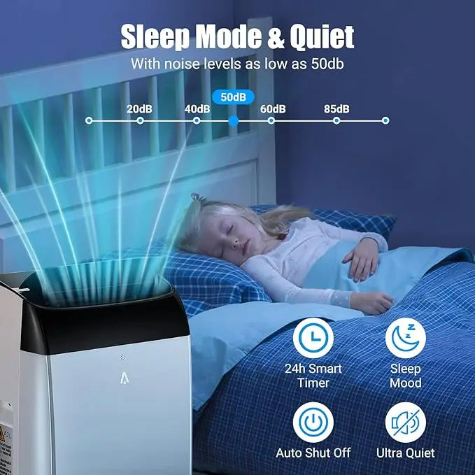 Portable Air Conditioner, 14,000 BTU AC 3-IN-1 Quiet AC with Remote Control,Built-in Dehumidifier,Cools Room up to 750 sq. ft