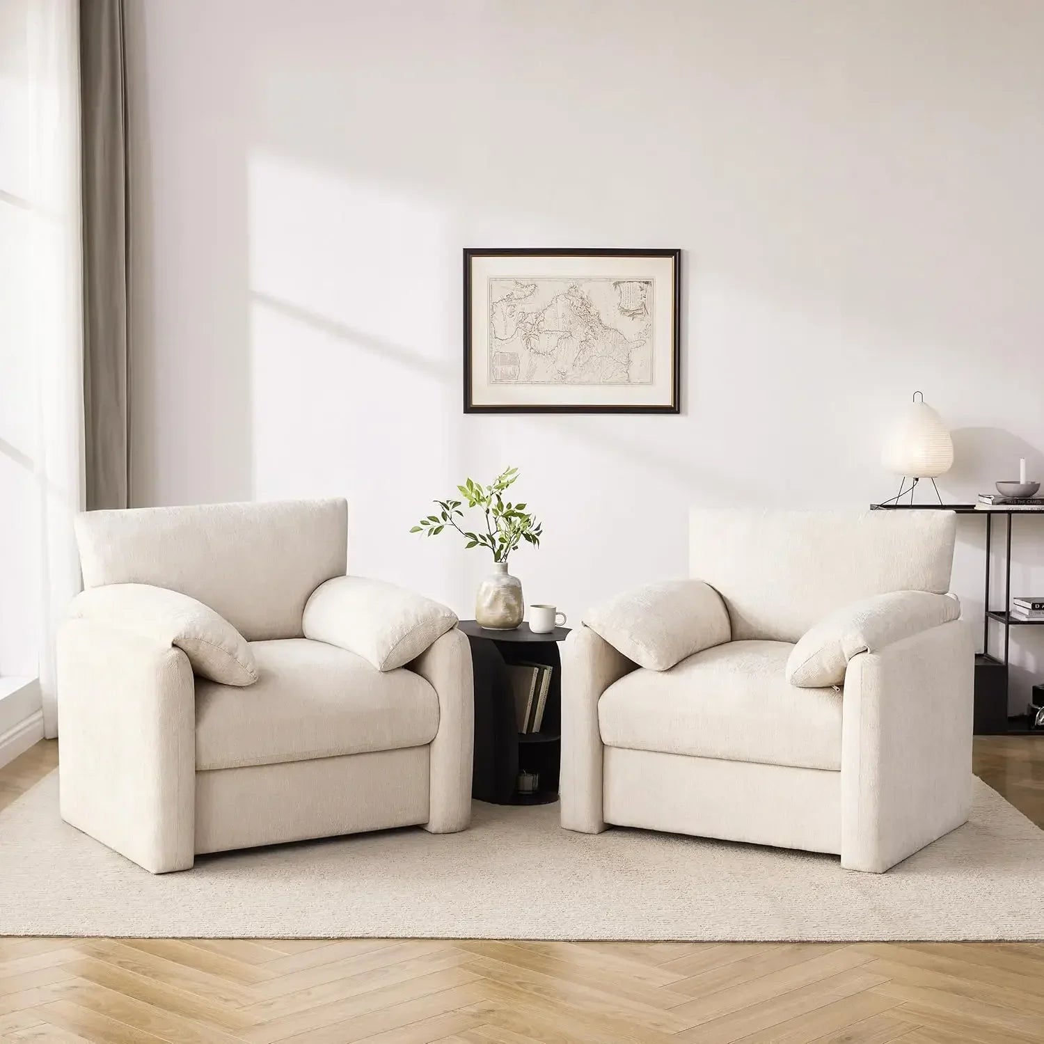 Chenille Oversized Armchair, 38.6" Wide Accent Chairs for Living Room & Bedroom Modern Lounge Chair, Upholstered Mid-Century Rea