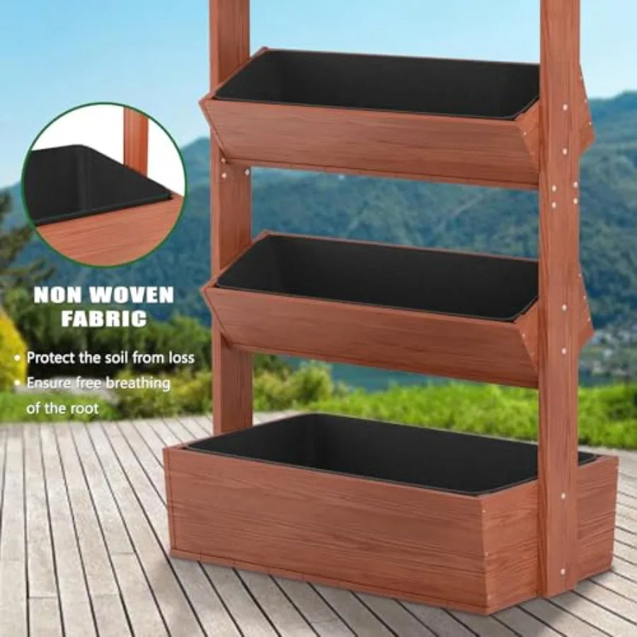 Wooden Vertical Raised Garden Bed 5 Tier Garden Planters Freestanding Plant Stand Flower Rack Wooden Planter Box for Plants Her