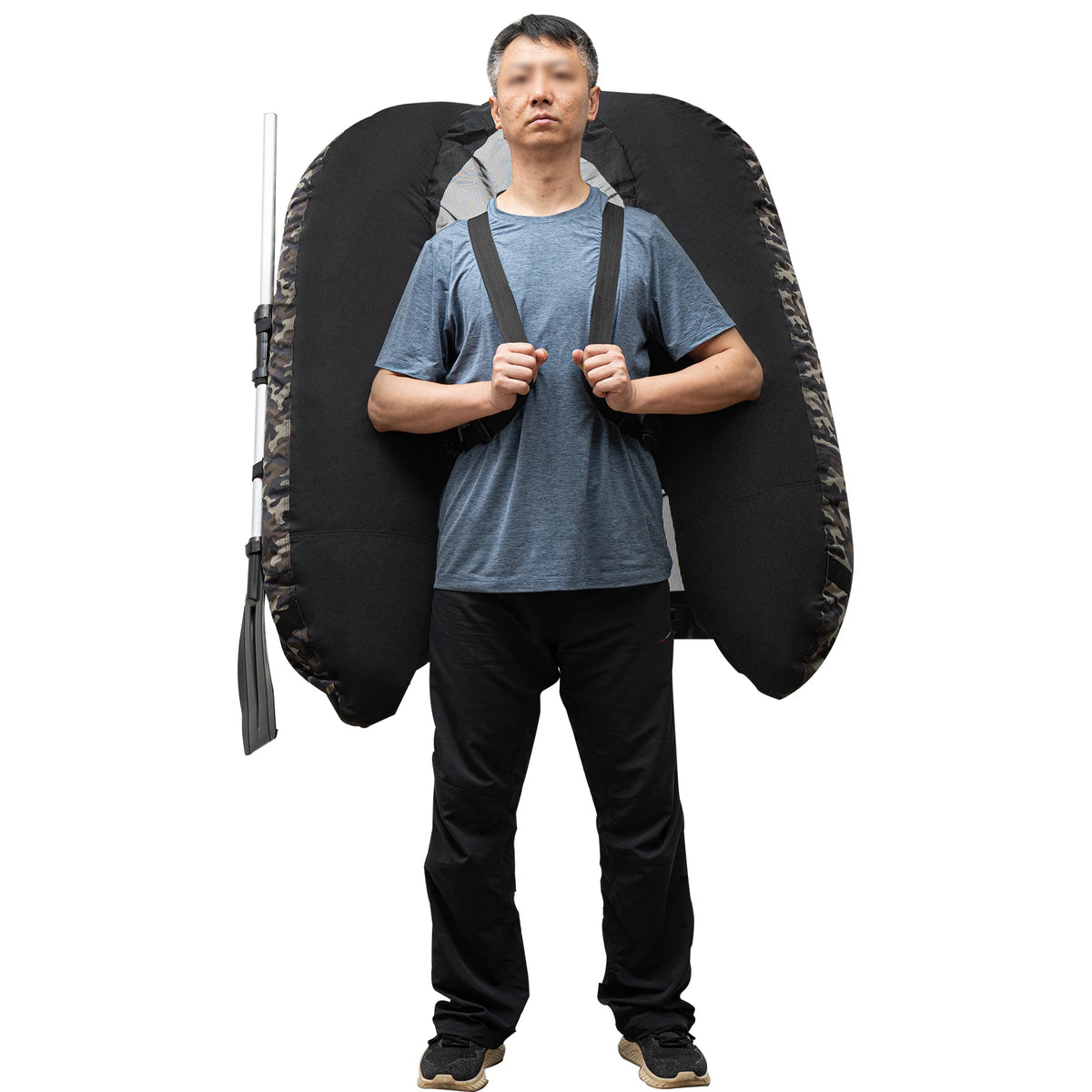 Inflatable Fishing Boat,136*105cm Fishing Boat,Portable Outdoor Fishing Boat with 90-180° Backrest & Hand Air Pump,286.6LBS Load