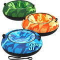 Snow Tube with 600D Oxford Cover, Heavy Duty Snow Sled for Adults with Thickened Bottom, Inflatable Cold Resistance Sledding Tob