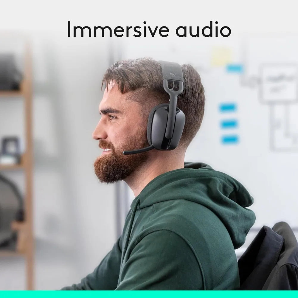 Lightweight Wireless Over-Ear Headphones with Noise Canceling Mic, Advanced Bluetooth for Teams, Zoom, Mac/PC - Graphite