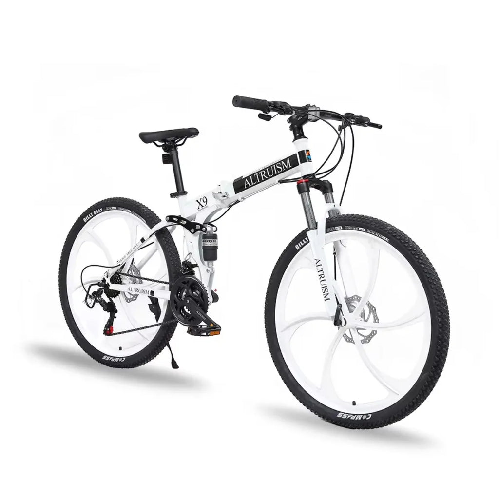 26" Full Suspension Mountain Bike - 21 Speed Shimano Gears, Disc Brakes, Steel Frame MTB