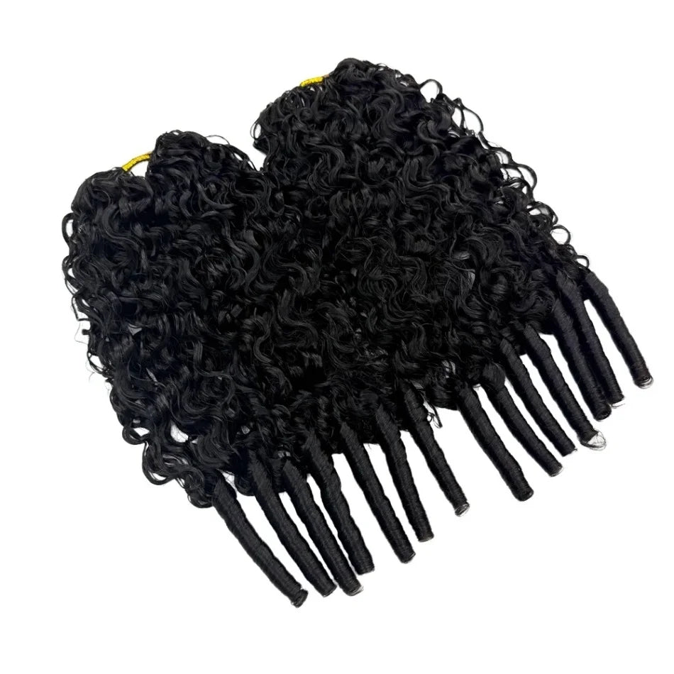 Burmese Curly Crochet Human Hair Feather Knotless Pre-Separated Crochet Hair Extensions Full Head Brazilian Hair For Black Women