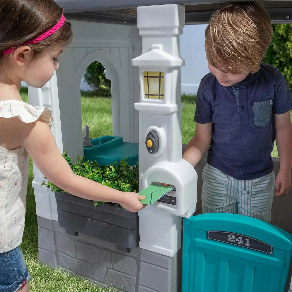 Neat & Tidy Cottage Kids Playhouse, Indoor/Outdoor Playset, Interactive Play with Sounds, Made of Durable Plastic, for Toddlers