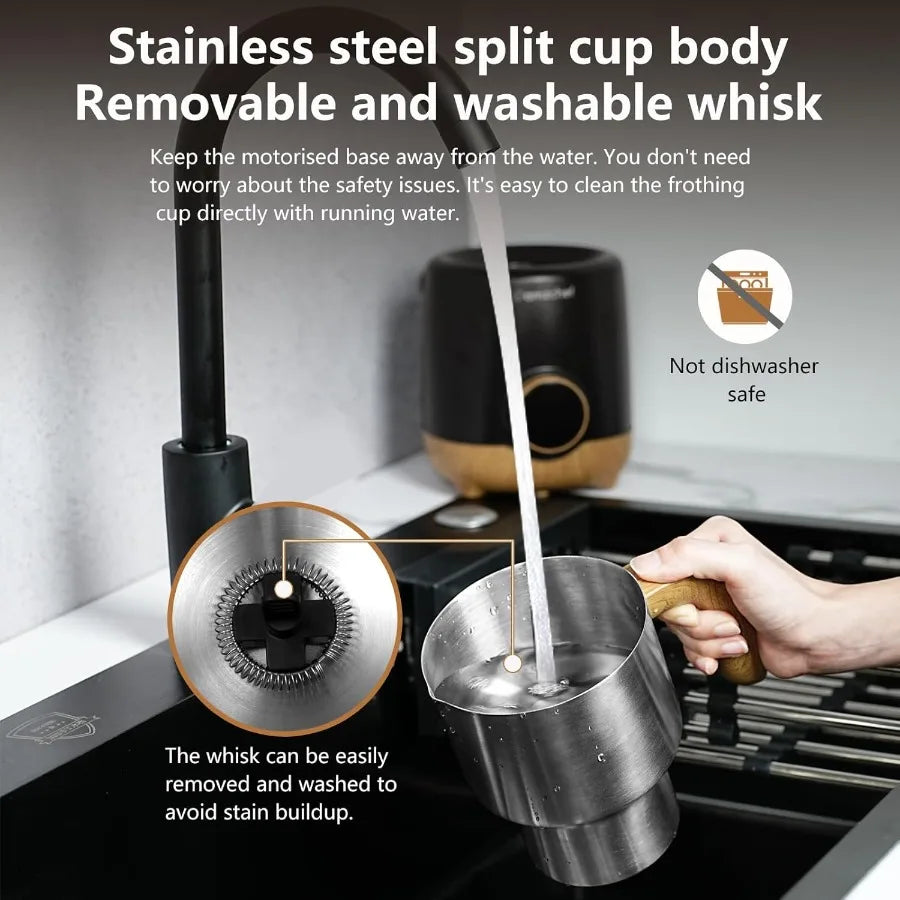 8-in-1 IH Induction Heating Milk Frother with 2 Cups 21oz 13.5oz Automatic Cold Foam Heated Milk Maker for Latte Cappuccino Hot