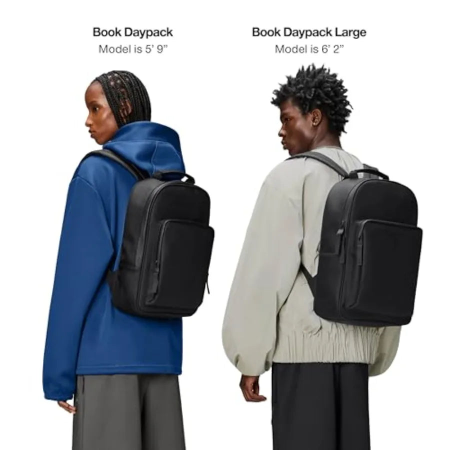 Large Black Laptop Backpack for Men and Women Waterproof Minimalist Commuter Bag 15-16 Black Book Daypack