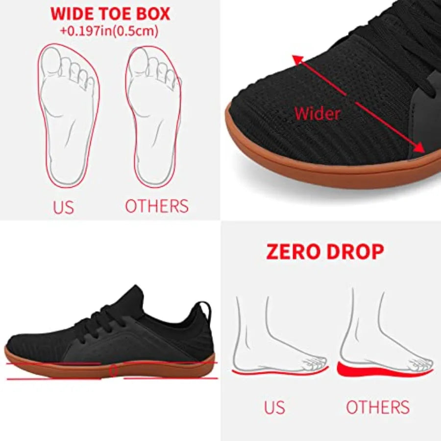 relxfeet Men's Barefoot Shoes Minimalist Cross-Trainer Shoes Wide Toe Walking Shoes Zero Drop Sole Trail Running Sneakers