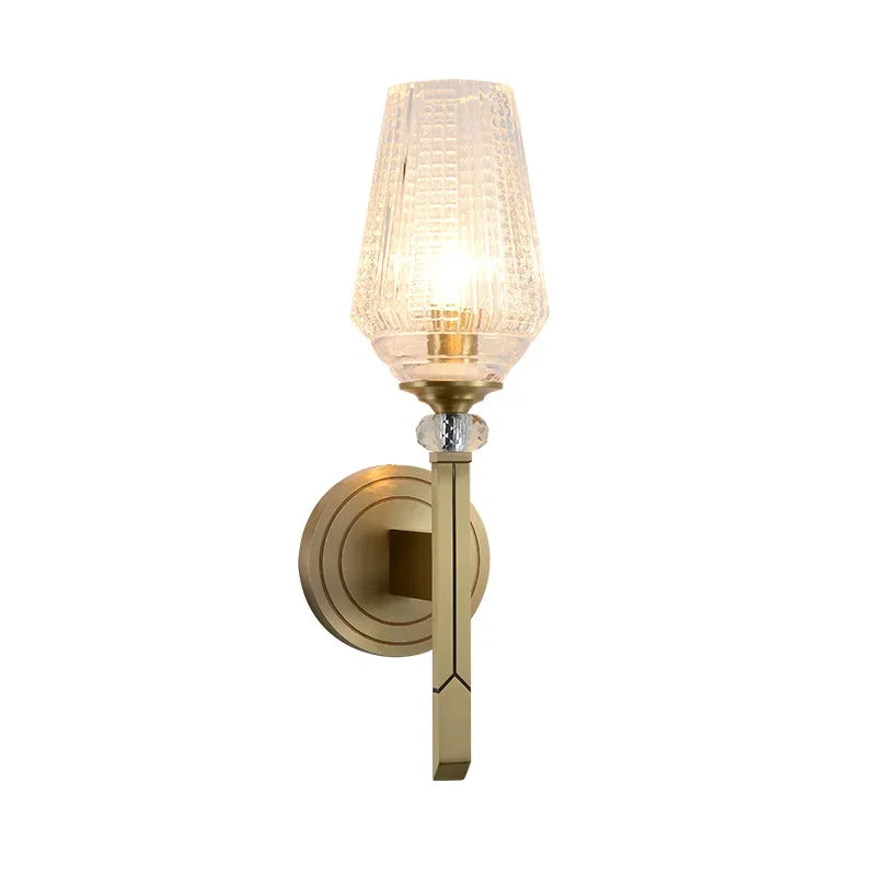 Post modern light luxury crystal all copper wall lamp corridor living room background wall creative design bedroom bedside lamp