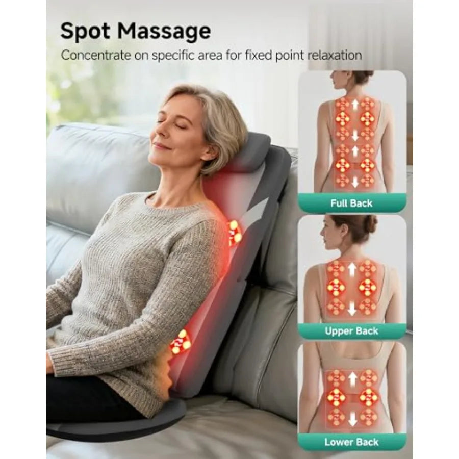 Back Massager for Full Back Pain Relief Deep Tissue Long Track Dual 3D Shiatsu Rollers 3 Height Settings Foldable Massage Chair