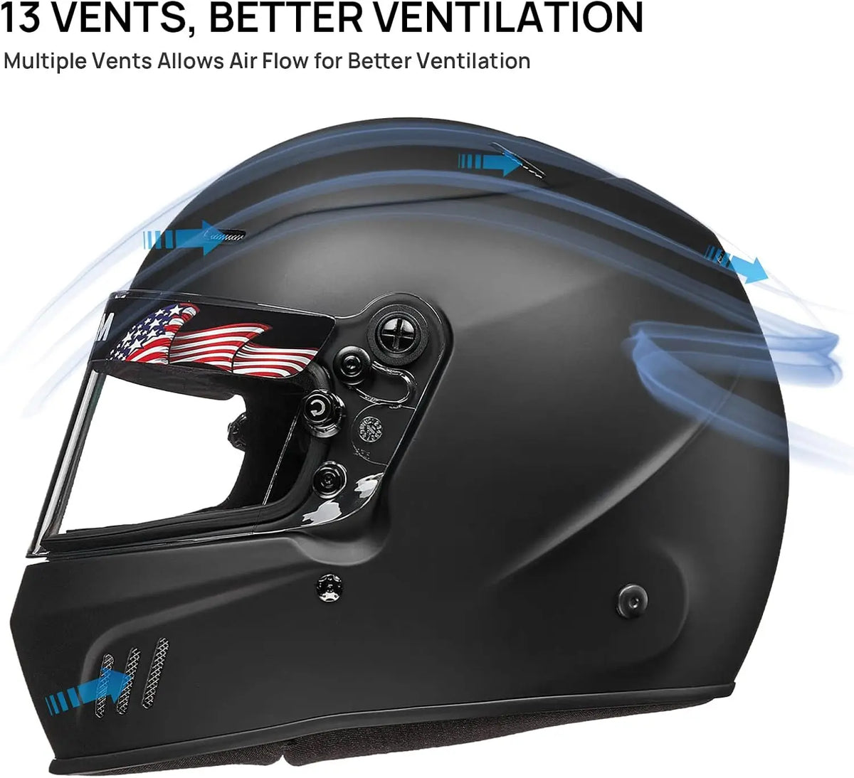 Full Face Auto Racing Helmet Matte Black L for Men Women SA2020 Model 760