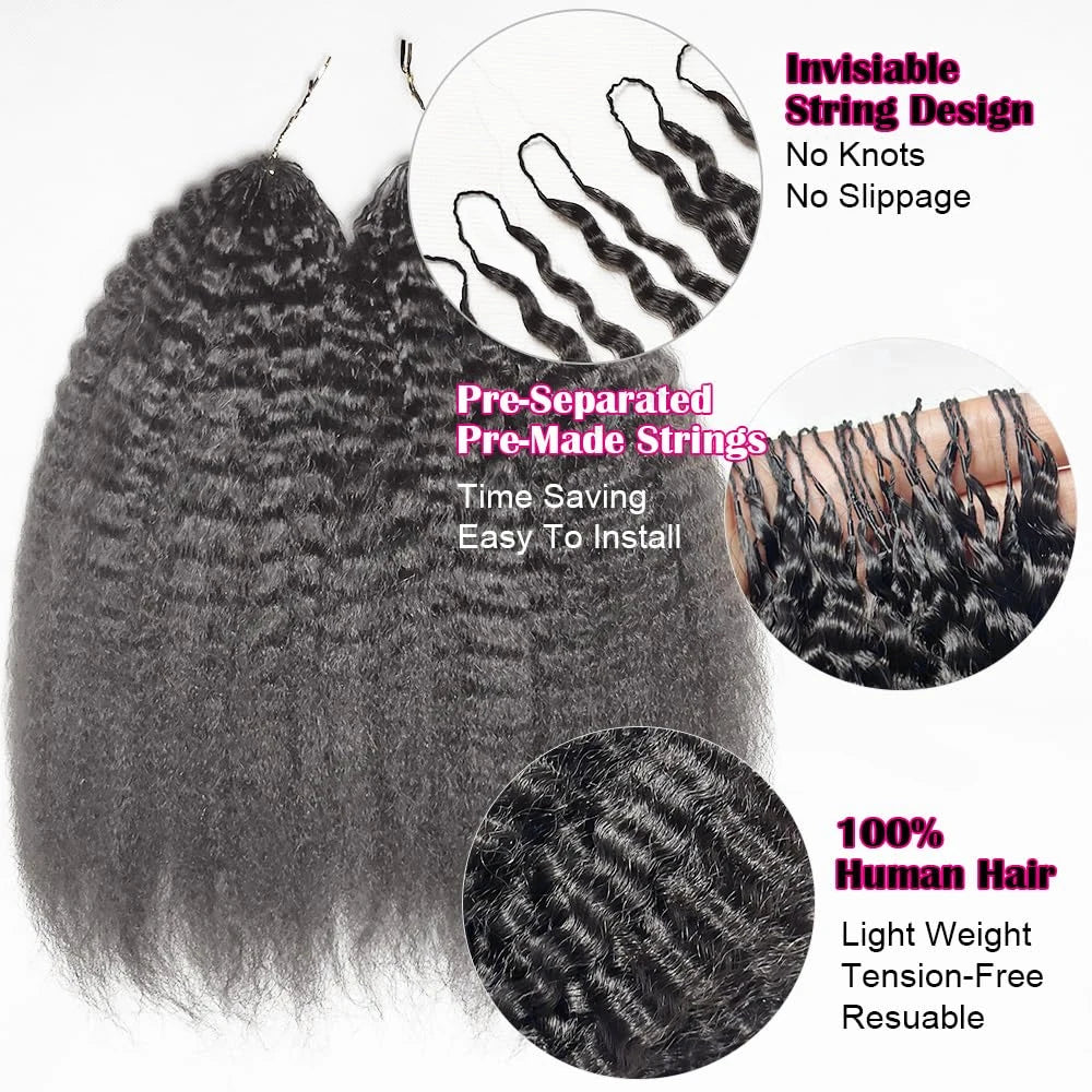 30 Inch Feather Crochet Human Hair Extensions Knotless Pre-Separated Kinky Straight Invisible Knot Human Crochet Hair For Women