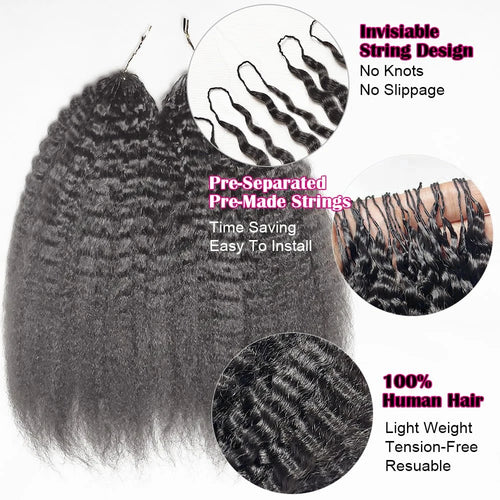 30 Inch Feather Crochet Human Hair Extensions Knotless Pre-Separated Kinky Straight Invisible Knot Human Crochet Hair For Women