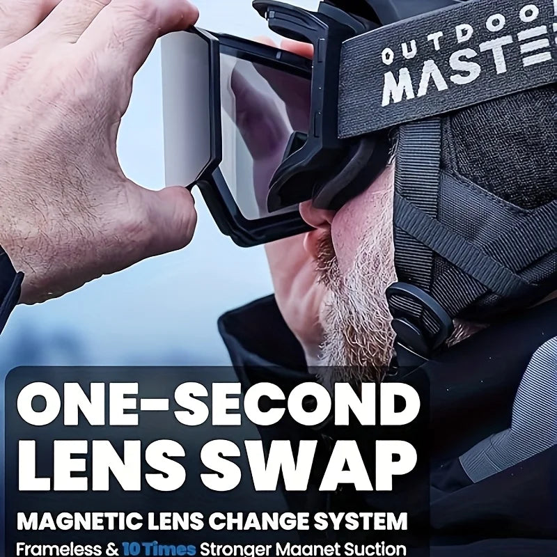 OutdoorMaster Falcon Ski Goggles Lens by ZEISS, OTG Snowboard Goggles Anti-fog, Magnetic Interchangeable Lens, Snow Goggles