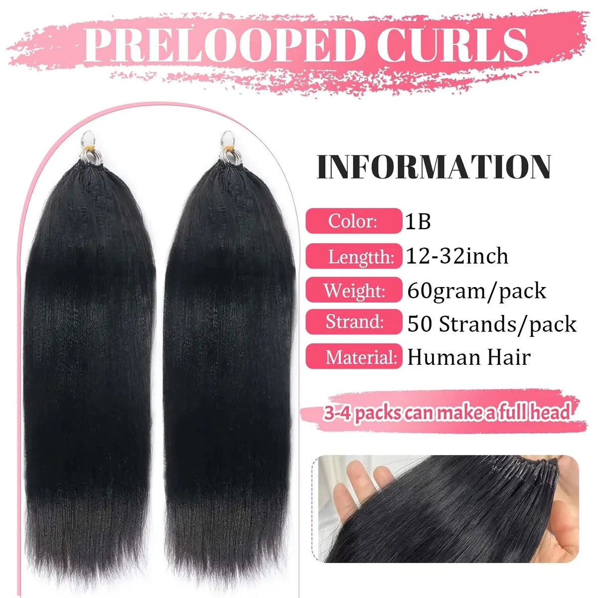 Yaki Crochet Human Hair Extension 30 Inch Yaki Straight Pre Separated Miracle knots Invisible Crochet Hair Bundles Boho Braids