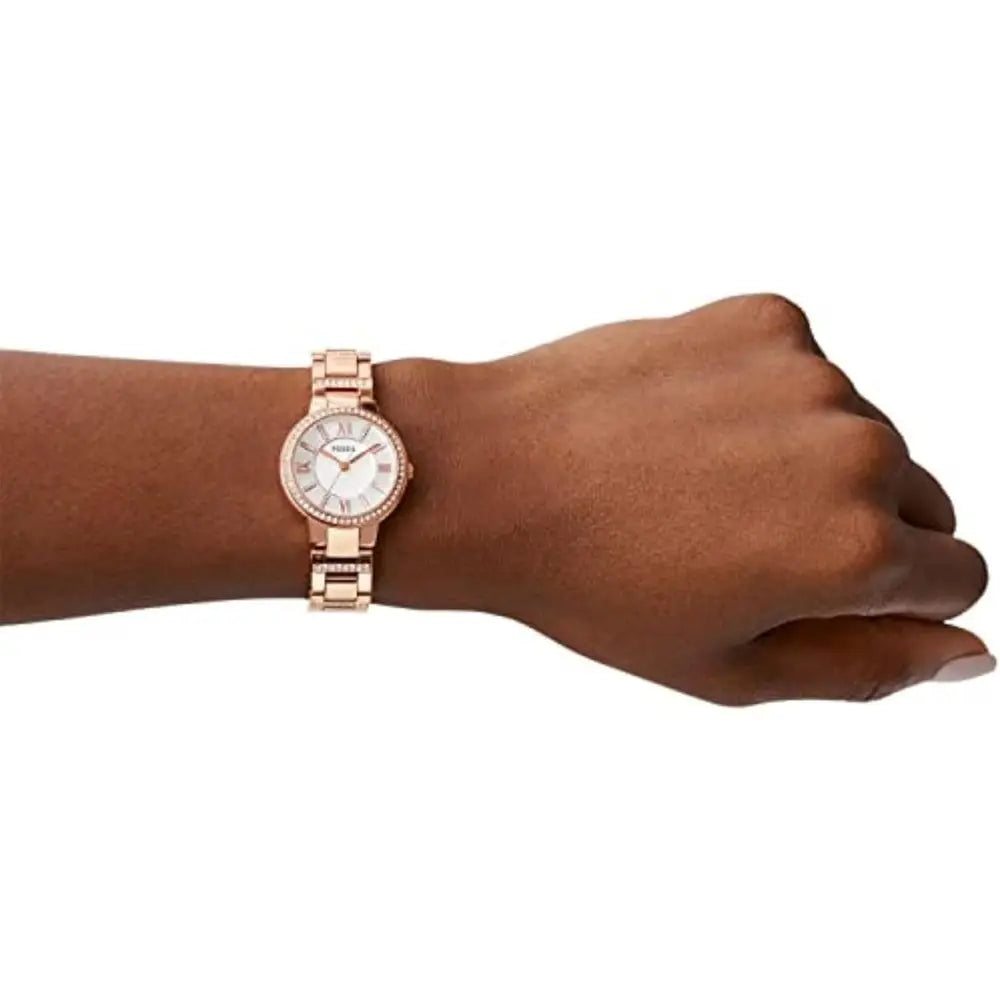ossil Women's Watch, Virginia Quartz StainlSteel Three-Hand Watch or Women, Color: Rose Gold Glitz