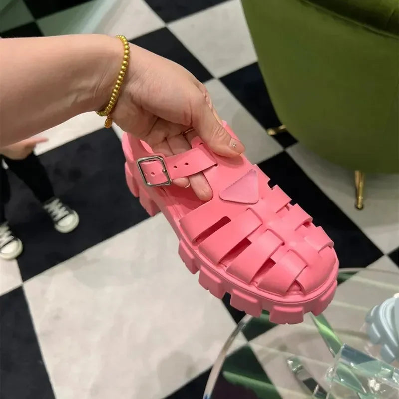 Designer Luxury sandals slippers designer shoes women's casual shoes beach shoes thick soled brown pink knitting shoemaker luxur